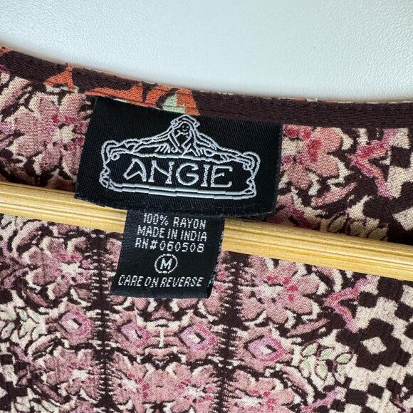 Angie‎ Womens Floral Print Kimono Swim Cover Up Sz M Boho Flowy Hippie Festival - Picture 9 of 12